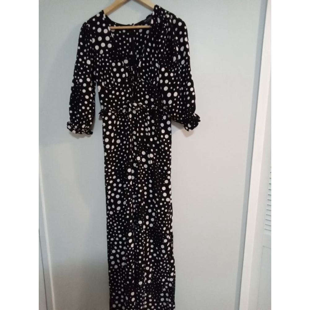 Women's mi
 Miss selfridge jumpsuit, Size 8, Black and White Polka Dot